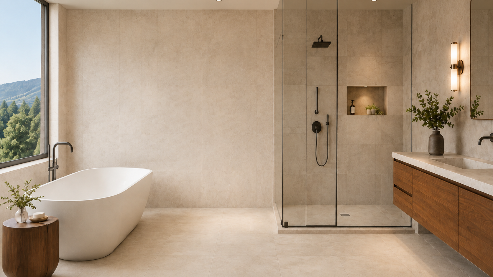 Luxury bathroom tile installation completed by North Shore Tiling in North Vancouver